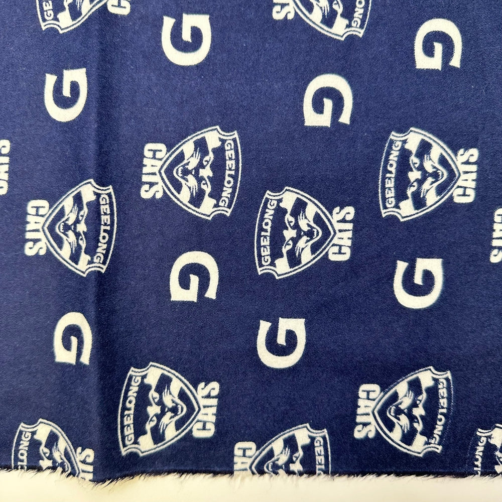 Go Cats - Flanel Cotton Woven - Navy/White Sports Team Motif - 2M Bundle - True Deadstock fabric Fabric by private - Sustainable Textile | FABCYCLE