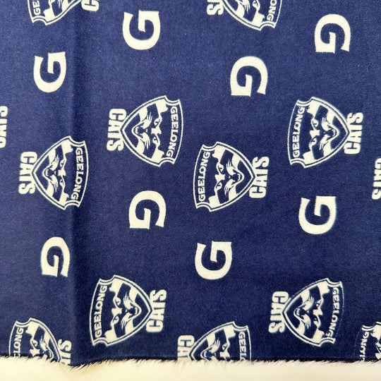 Go Cats - Flanel Cotton Woven - Navy/White Sports Team Motif - 2M Bundle - True Deadstock fabric Fabric by private - Sustainable Textile | FABCYCLE