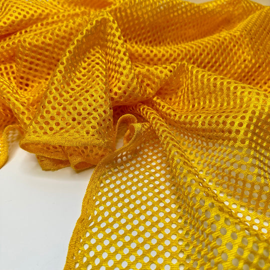 Go For The Gold - Mesh Poly Knit - Yellow - 1M Bundle - True Deadstock fabric Fabric by private - Sustainable Textile | FABCYCLE