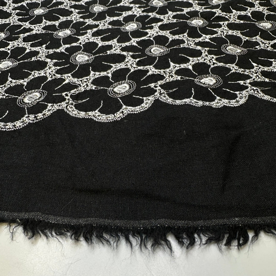 Go Get The Flower Girl - Embroidered Cotton Woven - Black/White Floral - 1.05M Bundle - True Deadstock fabric Fabric by private - Sustainable Textile | FABCYCLE