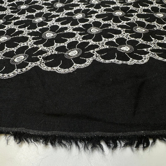 Go Get The Flower Girl - Embroidered Cotton Woven - Black/White Floral - 1.05M Bundle - True Deadstock fabric Fabric by private - Sustainable Textile | FABCYCLE