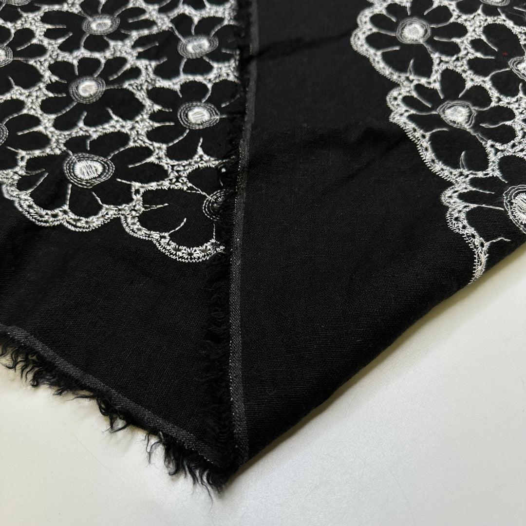 Go Get The Flower Girl - Embroidered Cotton Woven - Black/White Floral - 1.05M Bundle - True Deadstock fabric Fabric by private - Sustainable Textile | FABCYCLE