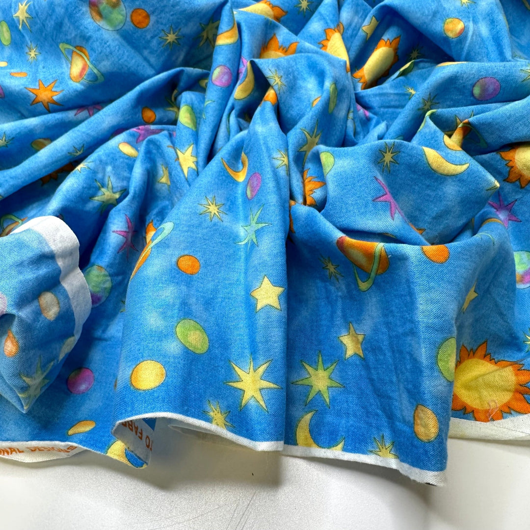 Going To The Planetarium - Cotton Woven - Blue Multi Space - 1.3M Bundle - True Deadstock fabric Fabric by private - Sustainable Textile | FABCYCLE