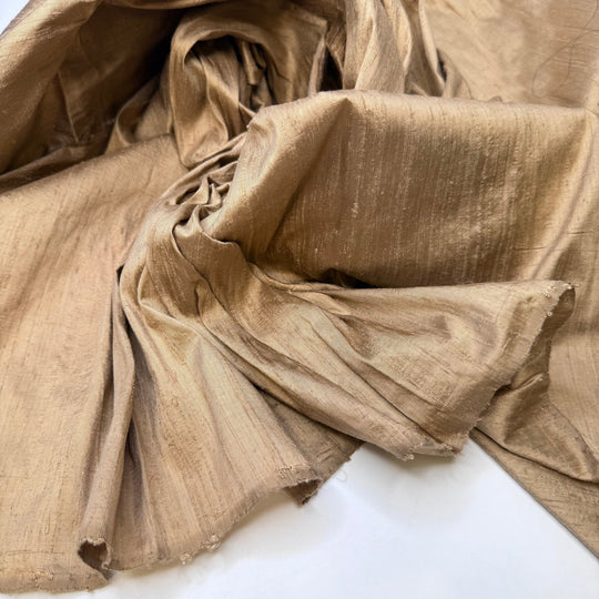 Gold Setting - Raw Silk Silk Woven - Gold - 0.85M Bundle - True Deadstock fabric Fabric by private - Sustainable Textile | FABCYCLE