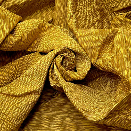 Golden Candle Light - Satin Ribbing Tapestry Weave Poly/Acrylic Woven - Yellow/Gold - 1.1M Bundle - True Deadstock fabric Fabric by private - Sustainable Textile | FABCYCLE