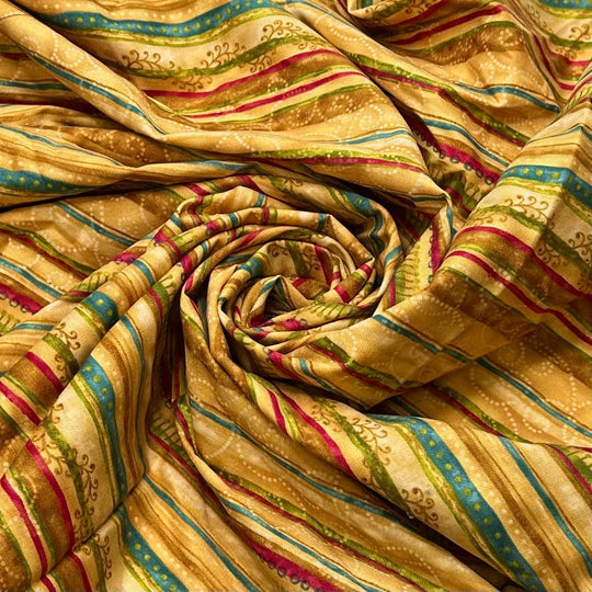 Golden Guide Lines - Cotton Woven - Gold Multi Stripes - 1.2M Bundle - True Deadstock fabric Fabric by private - Sustainable Textile | FABCYCLE