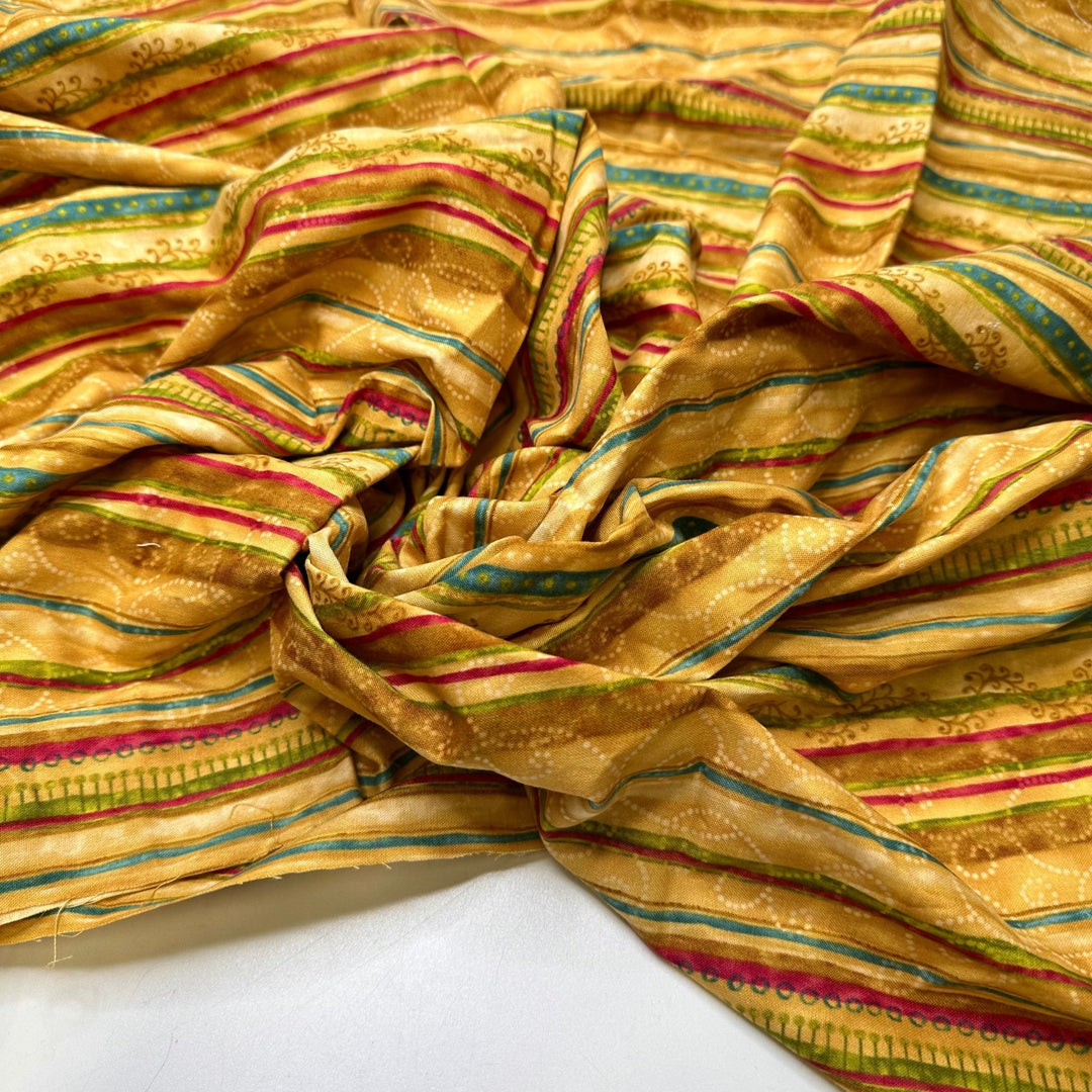 Golden Guide Lines - Cotton Woven - Gold Multi Stripes - 1.2M Bundle - True Deadstock fabric Fabric by private - Sustainable Textile | FABCYCLE