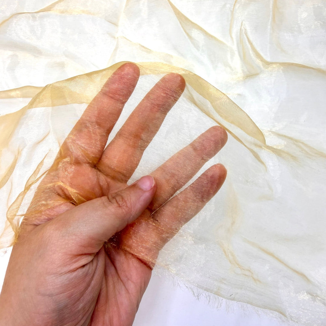 Golden Hour Wedding Photos - Organza Poly Woven - Gold - 2M Bundle - True Deadstock fabric Fabric by private - Sustainable Textile | FABCYCLE