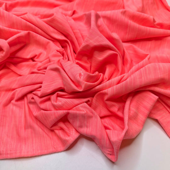 Good Dance Moves - Jersey Fleece Polyester Blend Knit - Neon Coral - 0.75M Bundle - True Deadstock fabric Fabric by private - Sustainable Textile | FABCYCLE