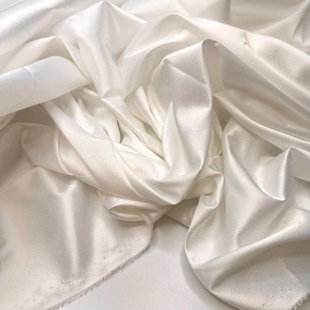 Good Foundations - Metallic Twill Taffeta Sateen Poly Woven - Off White - Bundles - True Deadstock fabric Fabric by private - Sustainable Textile | FABCYCLE