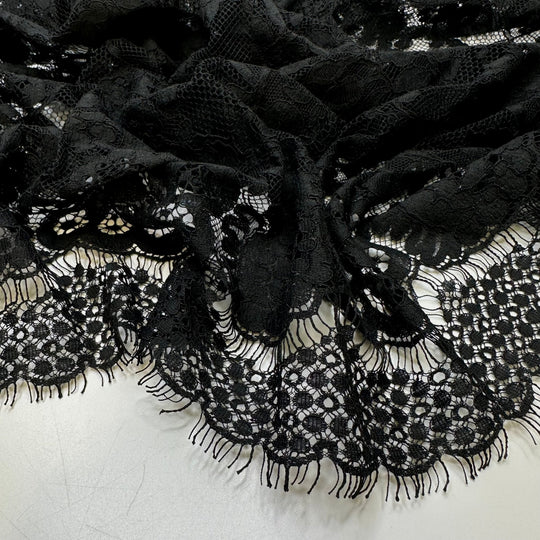 Gothic Wedding - Lace Polyester Blend Knit - Black Floral - 0.6M Bundle - True Deadstock fabric Fabric by private - Sustainable Textile | FABCYCLE