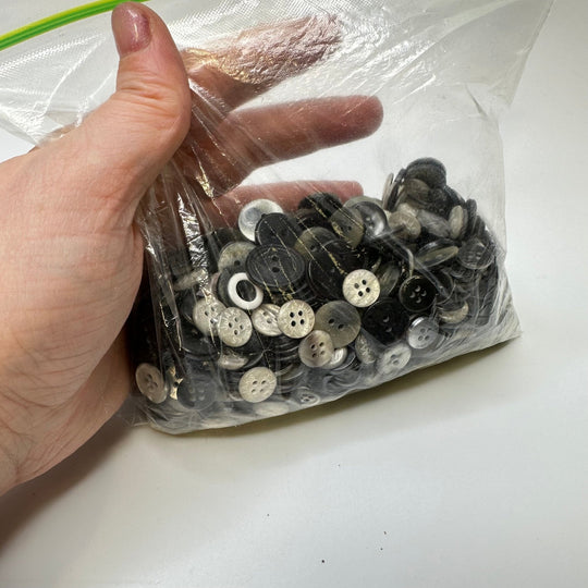 Grab Bag - 4 Hole Button - Plastic - Translucent Grey/White - Mixed 300 Pack - True Deadstock supplies Fabric by private - Sustainable Textile | FABCYCLE