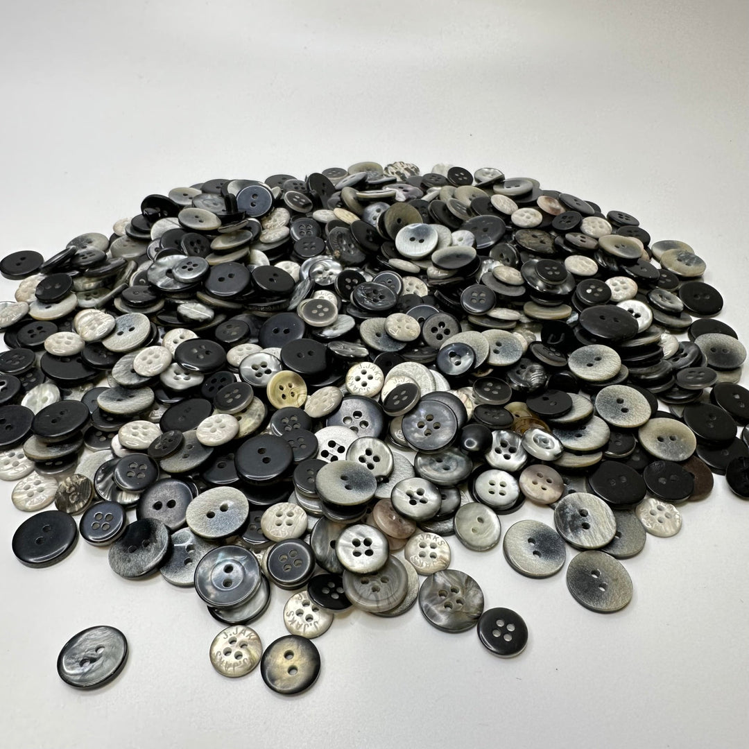 Grab Bag - 4 Hole Button - Plastic - Translucent Grey/White - Mixed 300 Pack - True Deadstock supplies Fabric by private - Sustainable Textile | FABCYCLE
