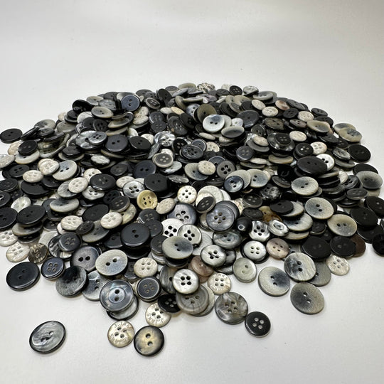 Grab Bag - 4 Hole Button - Plastic - Translucent Grey/White - Mixed 300 Pack - True Deadstock supplies Fabric by private - Sustainable Textile | FABCYCLE