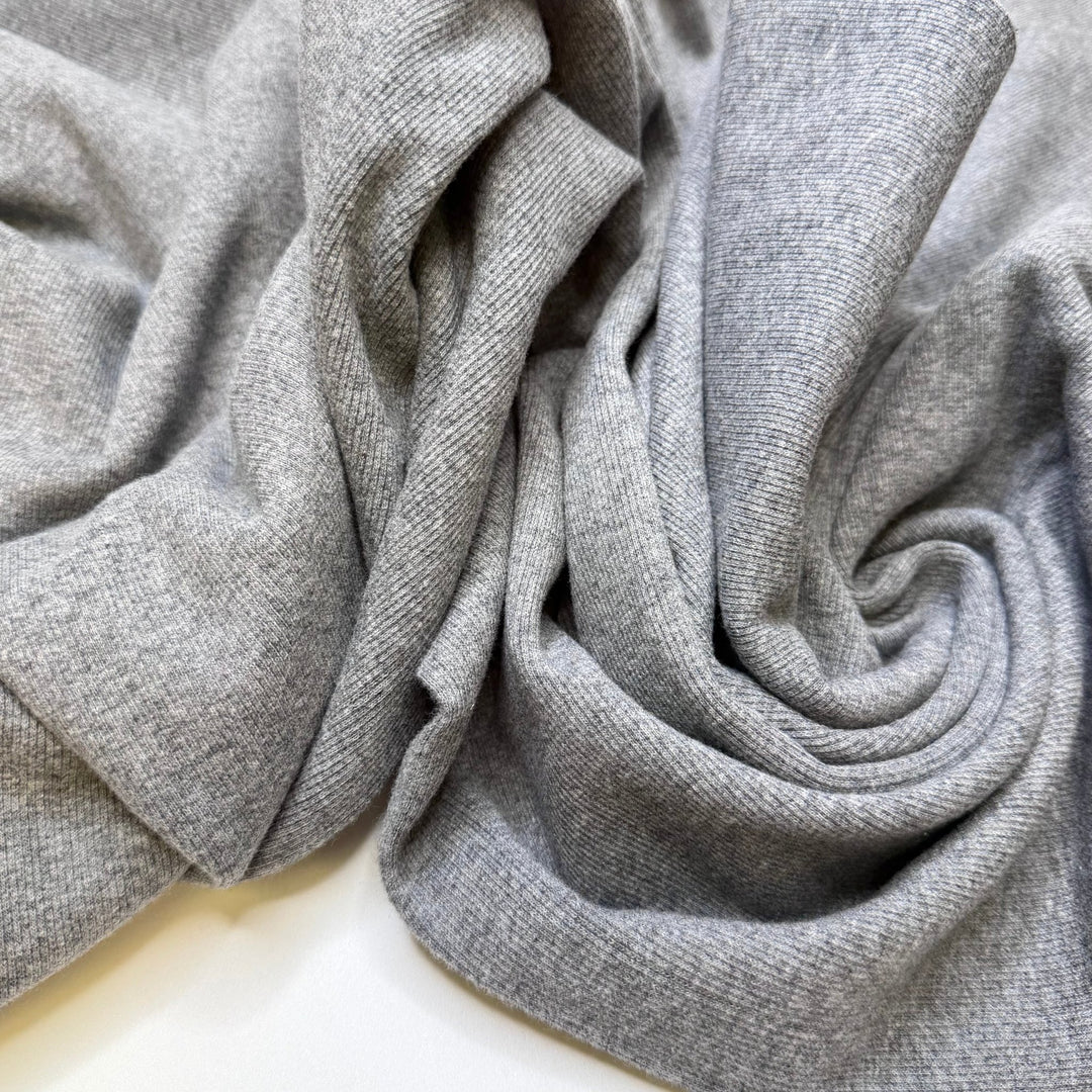 Graduated College - Tubular Rib Knit Cotton Blend Knit - Grey - 2.2M Bundle - True Deadstock fabric Fabric by private - Sustainable Textile | FABCYCLE