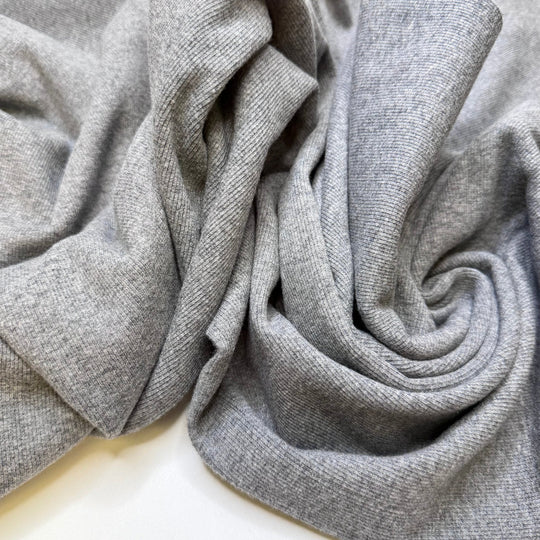 Graduated College - Tubular Rib Knit Cotton Blend Knit - Grey - 2.2M Bundle - True Deadstock fabric Fabric by private - Sustainable Textile | FABCYCLE