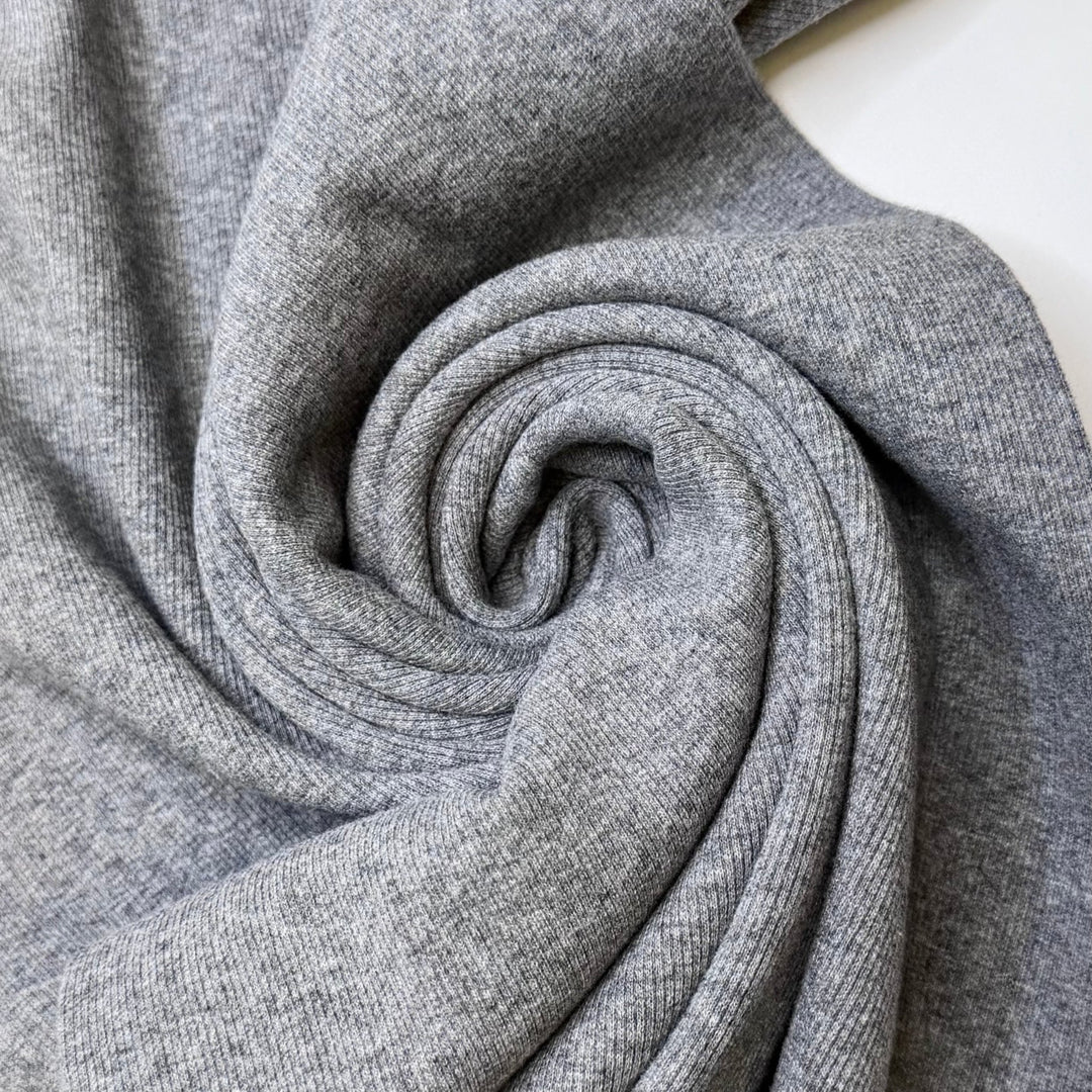 Graduated College - Tubular Rib Knit Cotton Blend Knit - Grey - 2.2M Bundle - True Deadstock fabric Fabric by private - Sustainable Textile | FABCYCLE