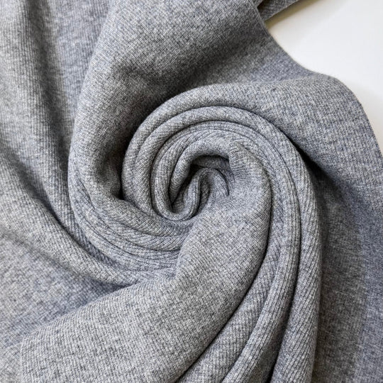 Graduated College - Tubular Rib Knit Cotton Blend Knit - Grey - 2.2M Bundle - True Deadstock fabric Fabric by private - Sustainable Textile | FABCYCLE