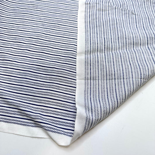Graduation - Cotton/Bamboo Woven - White/Navy Stripes - 3.15M Bundle - True Deadstock fabric Fabric by private - Sustainable Textile | FABCYCLE