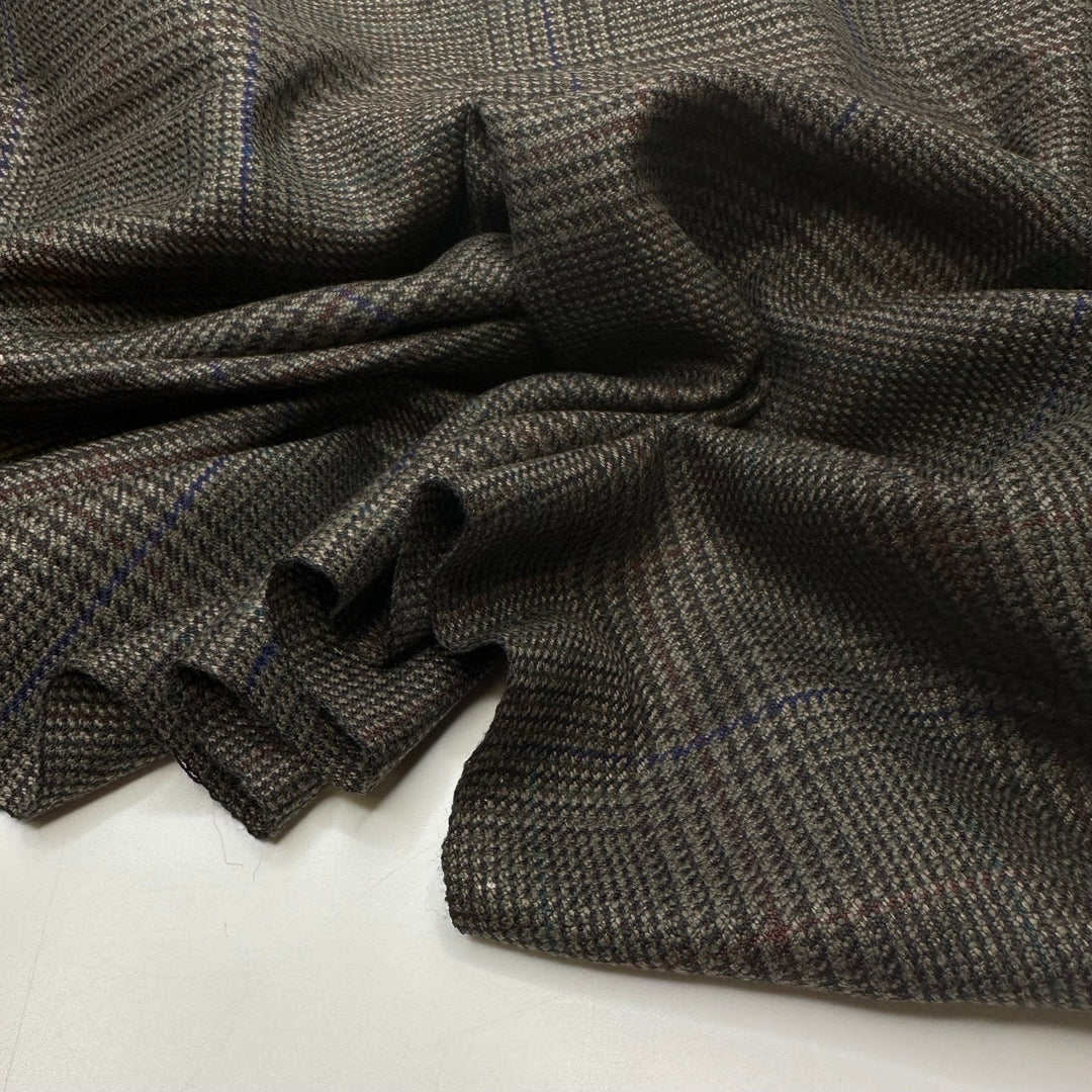 Grandpa Favourite Coat - Tartan Wool Woven - Brown Multi Plaid - 1.3M Bundle - True Deadstock fabric Fabric by private - Sustainable Textile | FABCYCLE