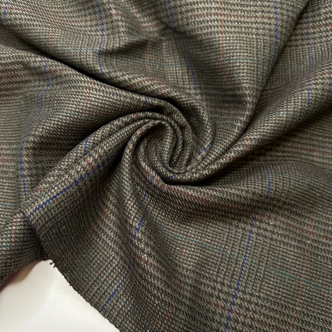 Grandpa Favourite Coat - Tartan Wool Woven - Brown Multi Plaid - 1.3M Bundle - True Deadstock fabric Fabric by private - Sustainable Textile | FABCYCLE