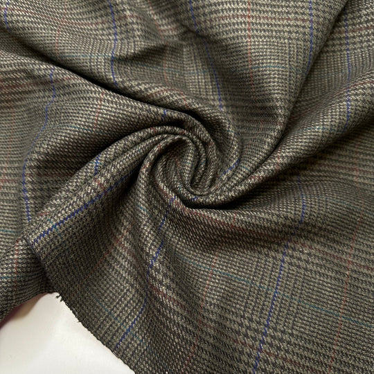 Grandpa Favourite Coat - Tartan Wool Woven - Brown Multi Plaid - 1.3M Bundle - True Deadstock fabric Fabric by private - Sustainable Textile | FABCYCLE