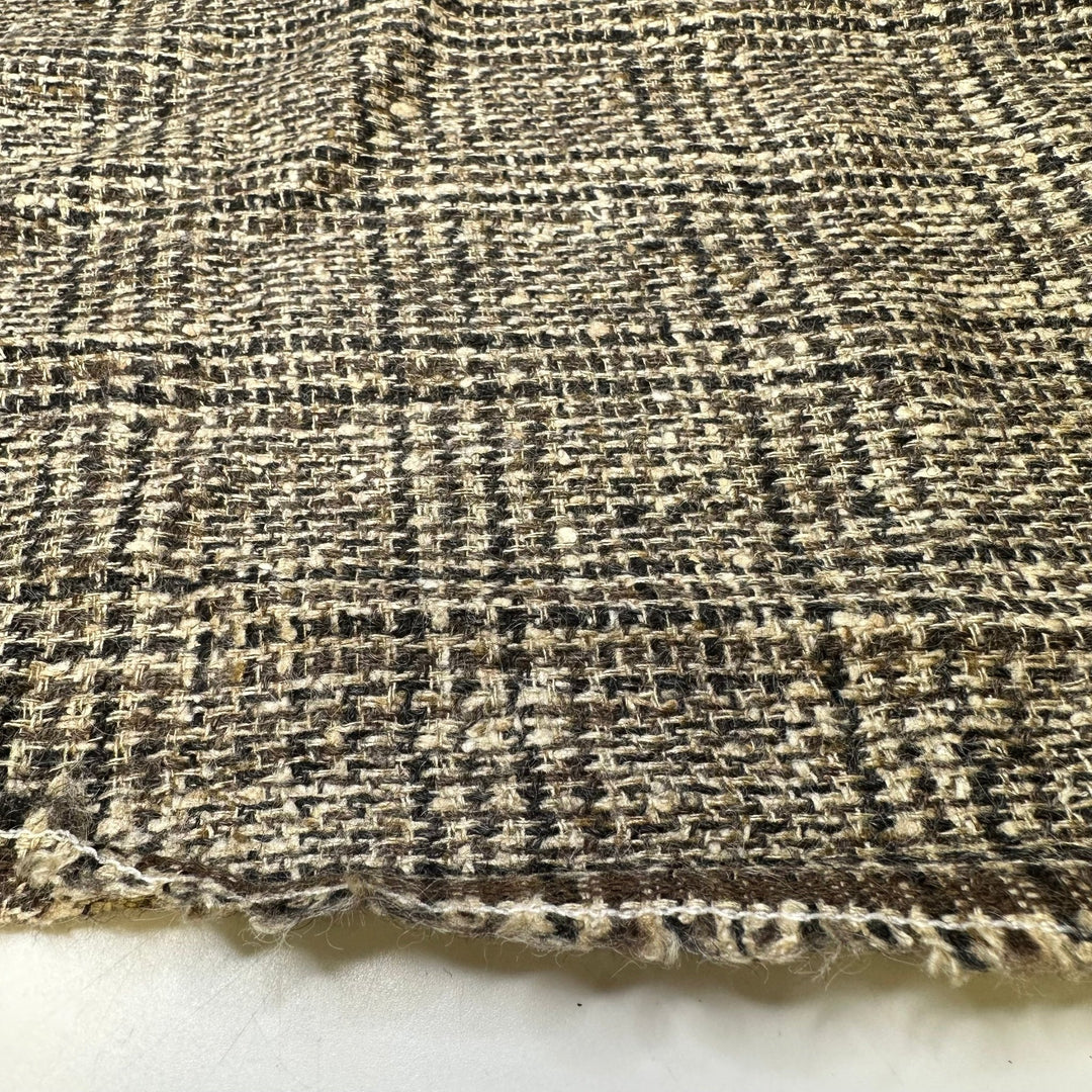 Grandpa Would Be Happy - Tweed Wool Woven - Brown Multi Plaid - 1.25M Bundle - True Deadstock fabric Fabric by private - Sustainable Textile | FABCYCLE