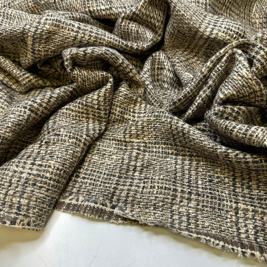 Grandpa Would Be Happy - Tweed Wool Woven - Brown Multi Plaid - 1.25M Bundle - True Deadstock fabric Fabric by private - Sustainable Textile | FABCYCLE