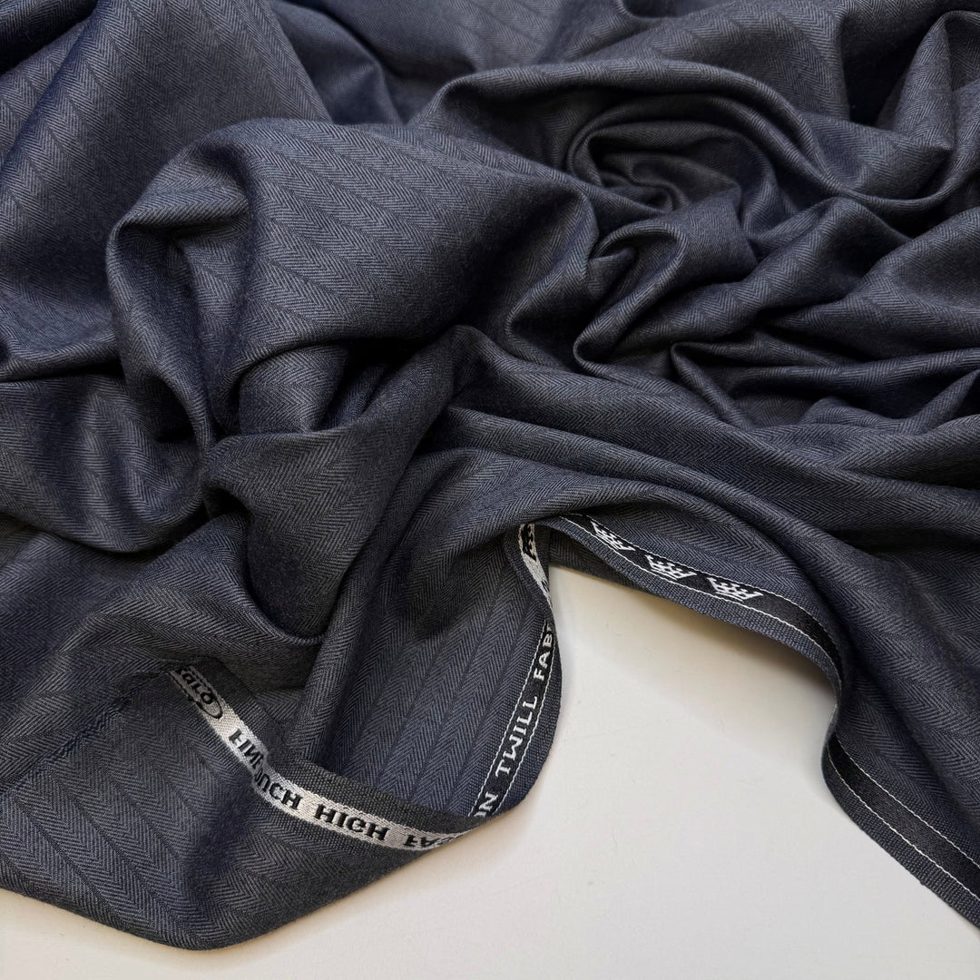 Granite Blocks - Twill Harringbone Wool Woven - Dark Grey Pinstripe - 0.7M Bundle - True Deadstock fabric Fabric by private - Sustainable Textile | FABCYCLE