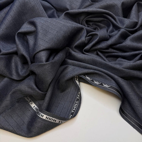 Granite Blocks - Twill Harringbone Wool Woven - Dark Grey Pinstripe - 0.7M Bundle - True Deadstock fabric Fabric by private - Sustainable Textile | FABCYCLE