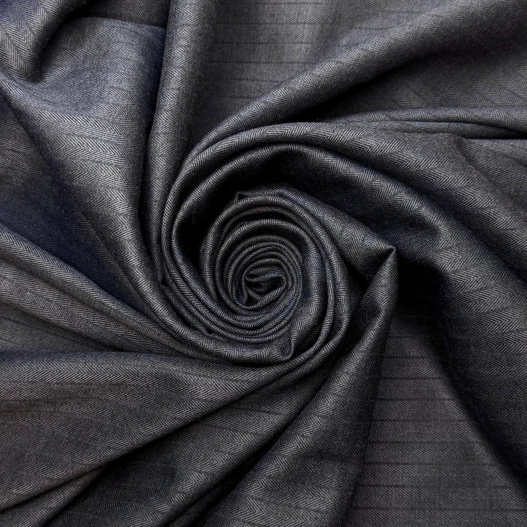 Granite Blocks - Twill Harringbone Wool Woven - Dark Grey Pinstripe - 0.7M Bundle - True Deadstock fabric Fabric by private - Sustainable Textile | FABCYCLE