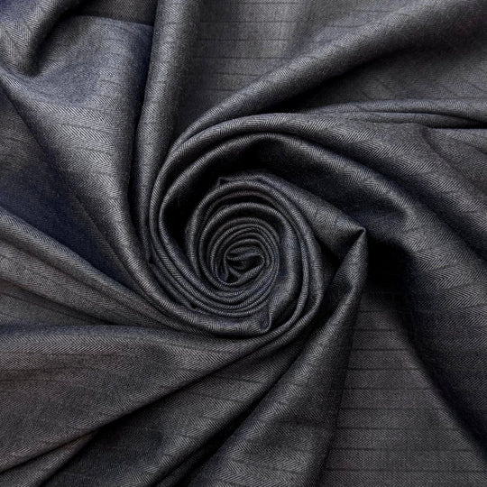 Granite Blocks - Twill Harringbone Wool Woven - Dark Grey Pinstripe - 0.7M Bundle - True Deadstock fabric Fabric by private - Sustainable Textile | FABCYCLE