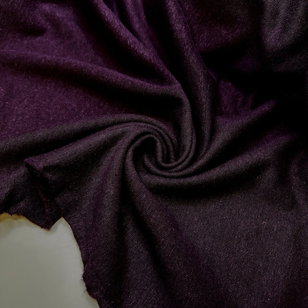 Grapevines - Jersey Fleece Bamboo Blend Knit - Dark Purple - Bundles - True Deadstock fabric Fabric by private - Sustainable Textile | FABCYCLE