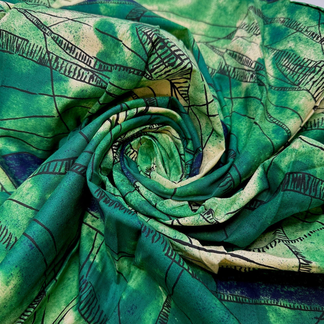 Grass Stains On My New Pants - Cotton Blend Woven - Green Multi Abstract - Bundles - True Deadstock fabric Fabric by private - Sustainable Textile | FABCYCLE