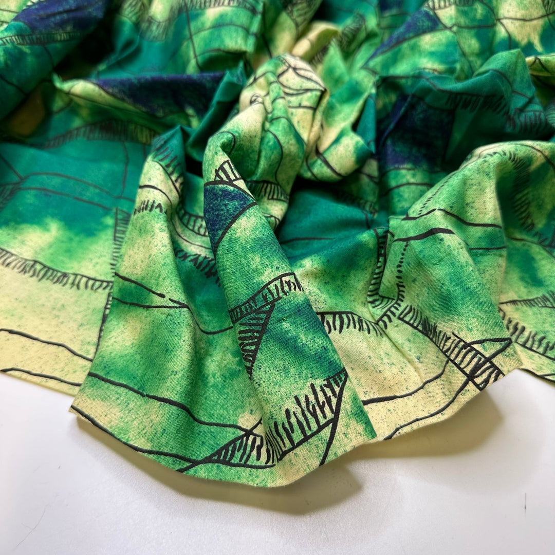 Grass Stains On My New Pants - Cotton Blend Woven - Green Multi Abstract - Bundles - True Deadstock fabric Fabric by private - Sustainable Textile | FABCYCLE