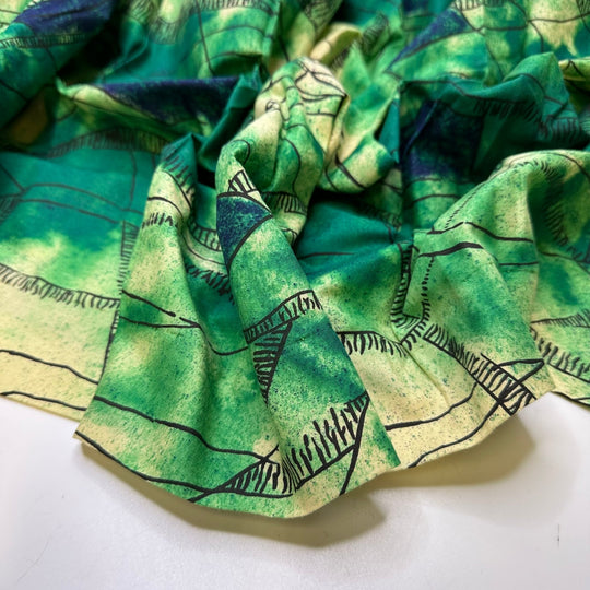 Grass Stains On My New Pants - Cotton Blend Woven - Green Multi Abstract - Bundles - True Deadstock fabric Fabric by private - Sustainable Textile | FABCYCLE