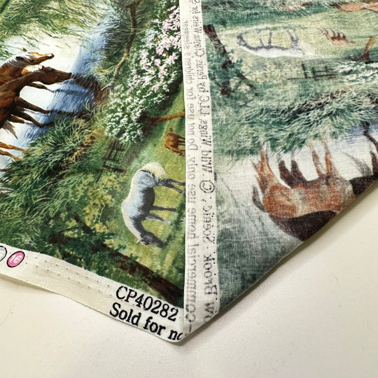 Grazing Families - Cotton Woven - Green Multi Grazing Horses - 2.2M Bundle - True Deadstock fabric Fabric by private - Sustainable Textile | FABCYCLE