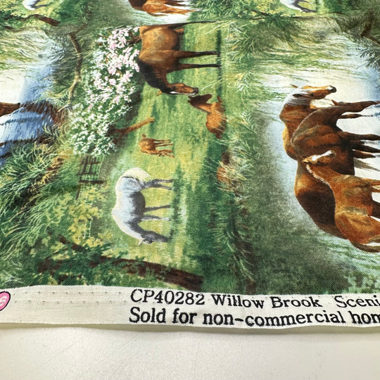 Grazing Families - Cotton Woven - Green Multi Grazing Horses - 2.2M Bundle - True Deadstock fabric Fabric by private - Sustainable Textile | FABCYCLE