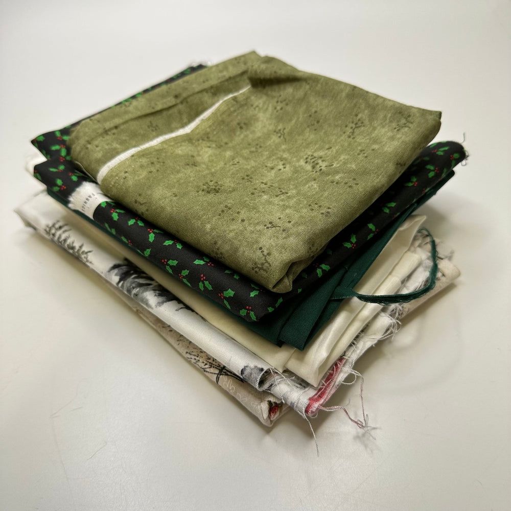 Green Christmas Quilting Pack - Cotton Blend Woven - Green Multi Christmas Prints - 6 piece pack - True Deadstock fabric Fabric by private - Sustainable Textile | FABCYCLE