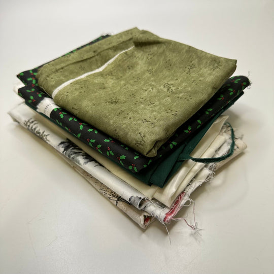 Green Christmas Quilting Pack - Cotton Blend Woven - Green Multi Christmas Prints - 6 piece pack - True Deadstock fabric Fabric by private - Sustainable Textile | FABCYCLE