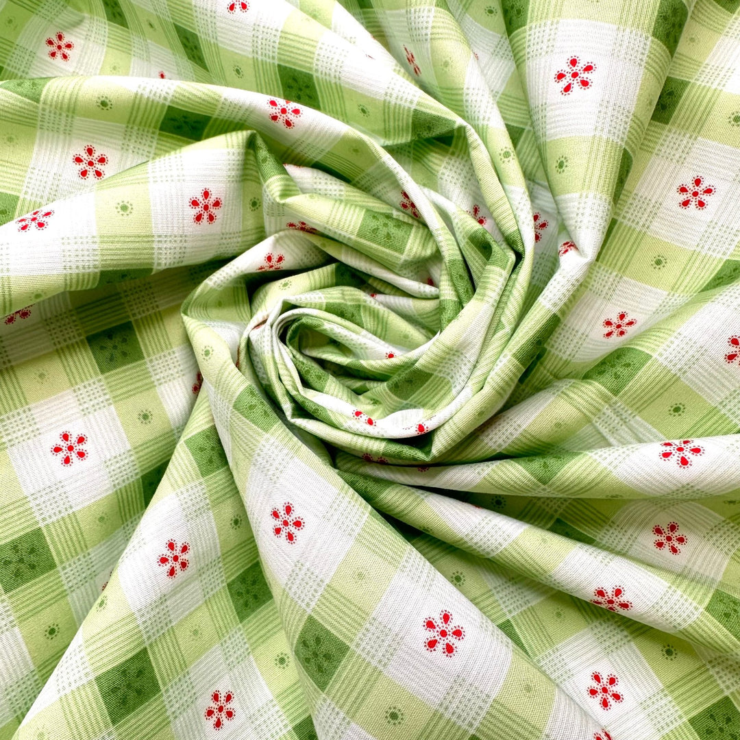 Green House Magic - Cotton Woven - Light White/Green Plaid - Bundles - True Deadstock fabric Fabric by private - Sustainable Textile | FABCYCLE