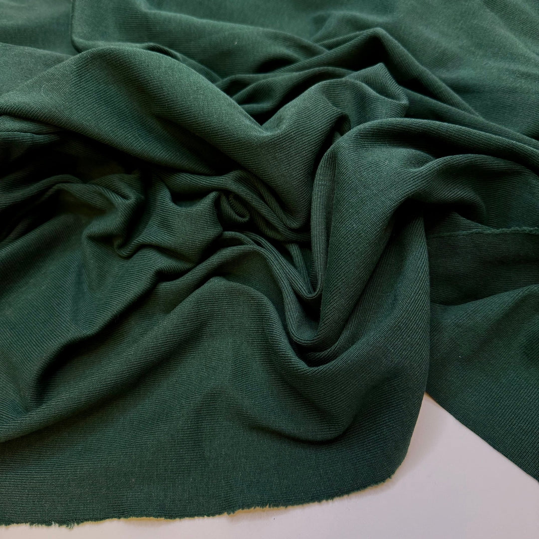 Green Sea Turtle No Longer Endangered - Rib Knit Cotton Blend Knit - Dark Green - 1M Bundle - True Deadstock fabric Fabric by private - Sustainable Textile | FABCYCLE
