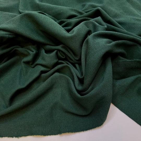 Green Sea Turtle No Longer Endangered - Rib Knit Cotton Blend Knit - Dark Green - 1M Bundle - True Deadstock fabric Fabric by private - Sustainable Textile | FABCYCLE