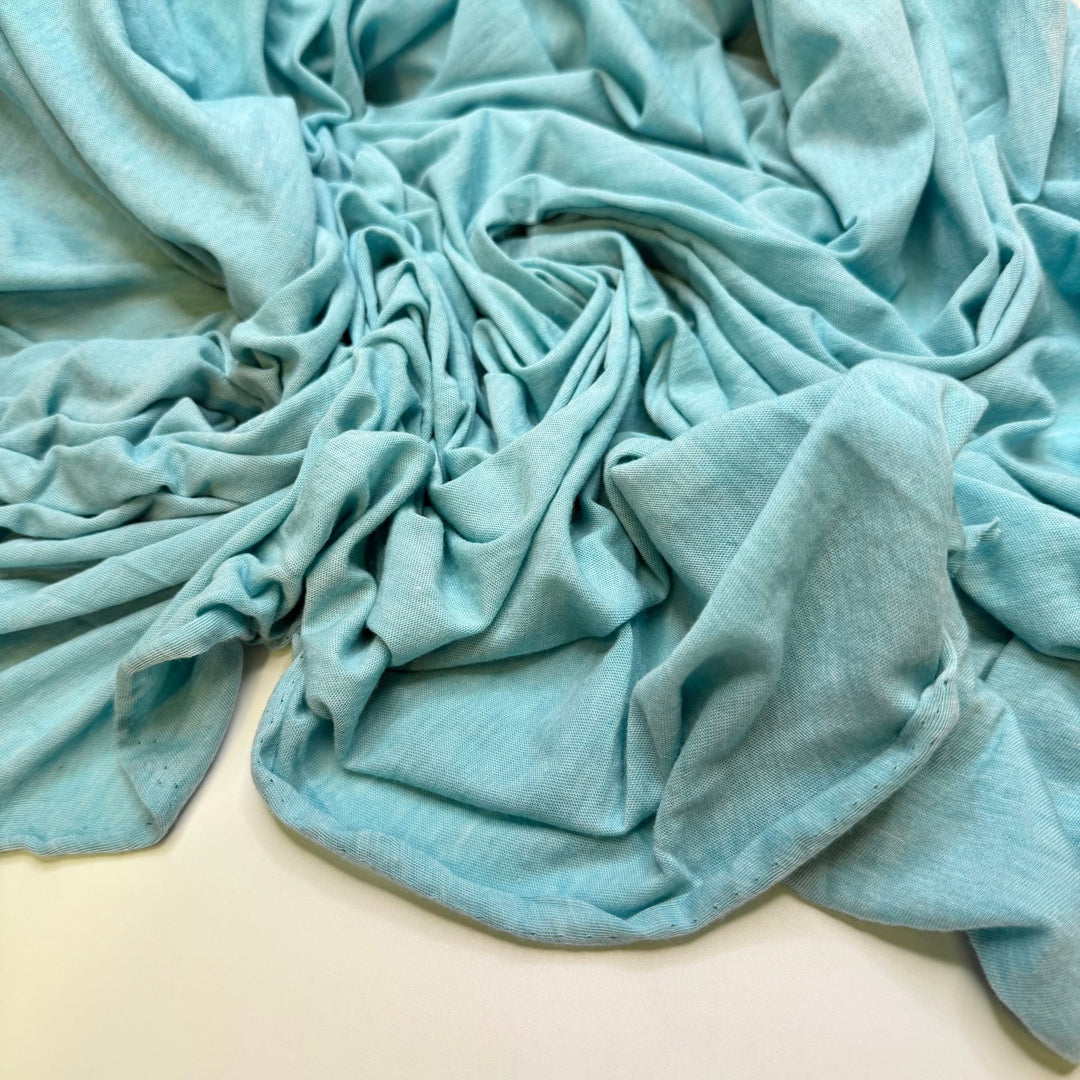 Green Sea Turtles No Longer Endangered - Jersey Poly/Cotton Knit - Light Blue - Bundles - True Deadstock fabric Fabric by private - Sustainable Textile | FABCYCLE