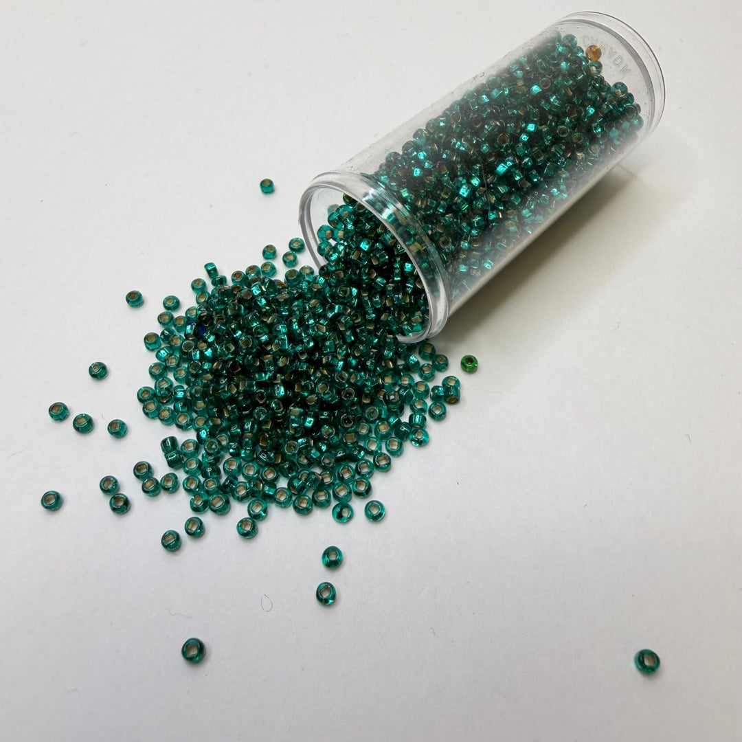 Green Sparkly Seed Beads Beads - Green/Grey - 400 Pack - True Deadstock supplies Fabric by private - Sustainable Textile | FABCYCLE