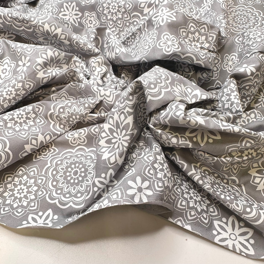 Grey Day Colouring Pages - Cotton Woven - Grey/White Geometric - 1.55M Bundle - True Deadstock fabric Fabric by private - Sustainable Textile | FABCYCLE
