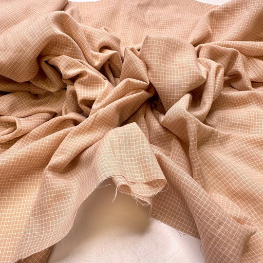 Grid Ruler - Synthetic Blend Woven - Light Beige/White Geometric - 1.7M Bundle - True Deadstock fabric Fabric by private - Sustainable Textile | FABCYCLE