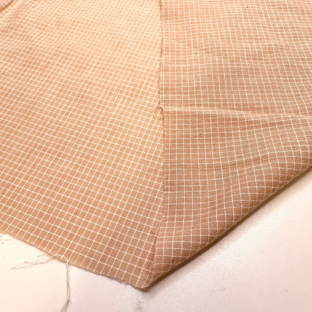 Grid Ruler - Synthetic Blend Woven - Light Beige/White Geometric - 1.7M Bundle - True Deadstock fabric Fabric by private - Sustainable Textile | FABCYCLE