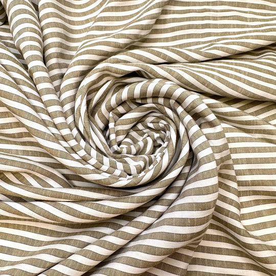 Growing Confidence - Natural Blend Woven - Light White/Green Stripes - 3.1M Bundle - True Deadstock fabric Fabric by private - Sustainable Textile | FABCYCLE