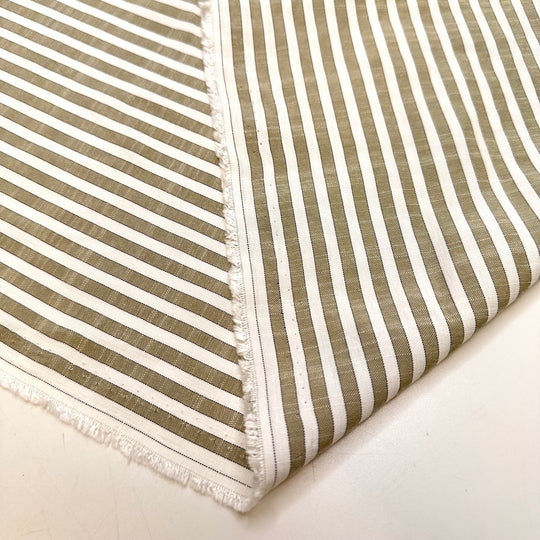Growing Confidence - Natural Blend Woven - Light White/Green Stripes - 3.1M Bundle - True Deadstock fabric Fabric by private - Sustainable Textile | FABCYCLE
